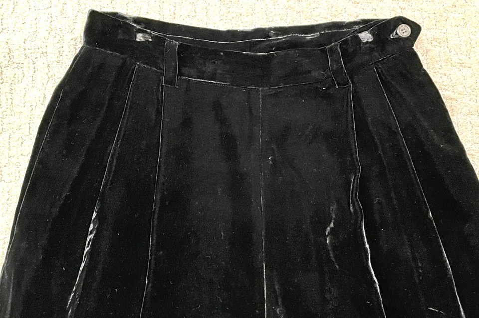 Polo Ralph Lauren Black Velvet Palazzo Pants Womens 10 Silk Wide Leg Purple Lbl - Image 2 of 4