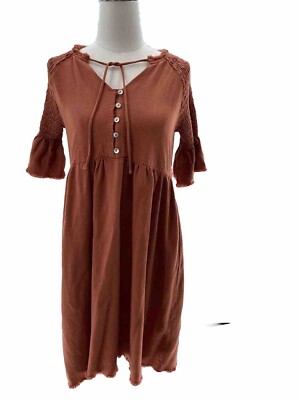 Polygram Dress Women's Size Small Terracotta Brown Boho Girlcore Feminine  Flirty | eBay