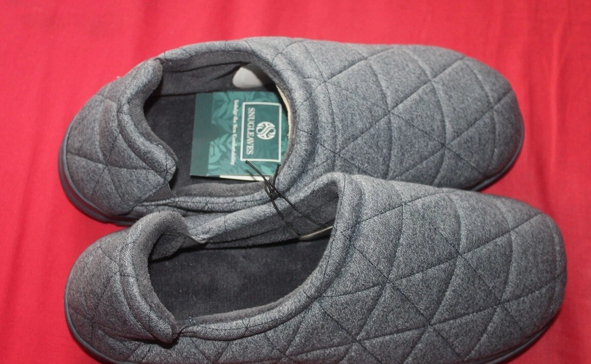 Snug Leaves Men s Quilted Fleece Memory Foam Slipper Adjustable Elastic Gores