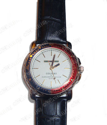 TOP QUALITY SUPERB MENS ALEXANDER JULIAN TWO-TONE QUARTZ LEATHER STRAP WATCH