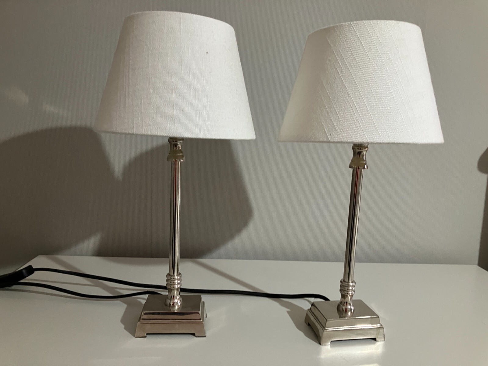 SET 2 NEPTUNE LAMPS HANOVER TABLE LIGHTS Lamps 15" HIGH CREAM SHADES eBay