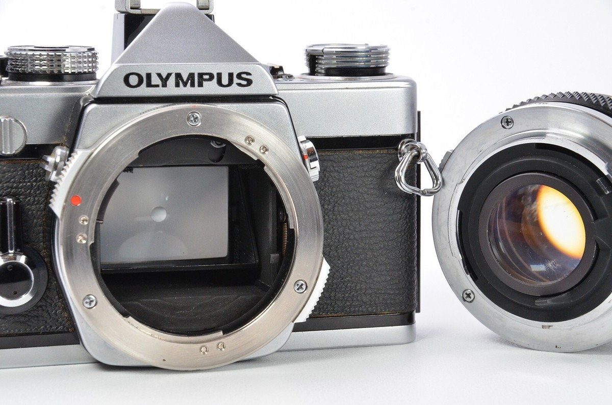 Olympus OM-1 SLR Film Camera Silver + Zuiko 50mm f/1.8 Lens [N