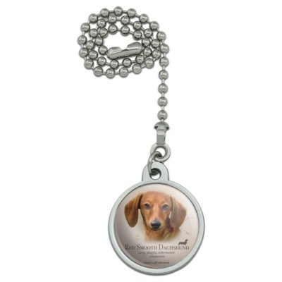 Dachshund Dog Breed Ceiling Fan Pull Chain - Red Wiener Dog Design With Ball Chain