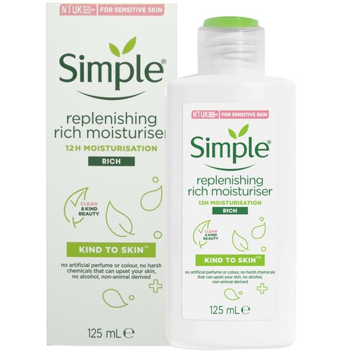 Simple Replenishing RICH Moisturiser 125ml Pro-Vitamin B5 & E Kind To Skin - Picture 3 of 6
