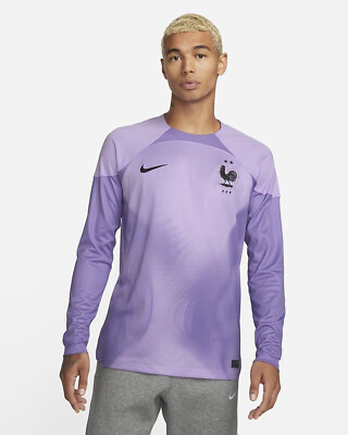 Nike FFF France 22/23 Stadium Goalkeeper Soccer Jersey Purple Men