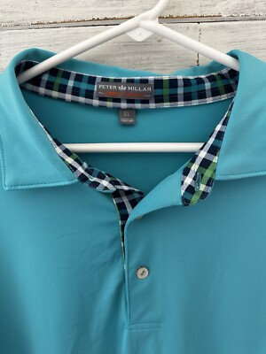 Peter Millar Summer Comfort XL Golf Shirt light teal Flip Collar
