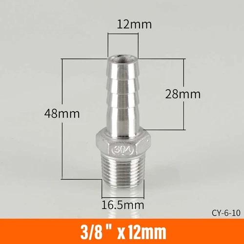 Stainless Male Thread Pipe Fitting x Barb Hose Tail Connector BSP 1/8" to 4" - Bild 20 von 86