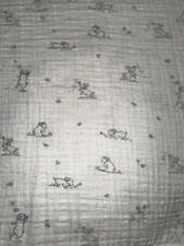 PUPPY DOG Butterflies Muslin Swaddle Baby Blanket Blue White RARE