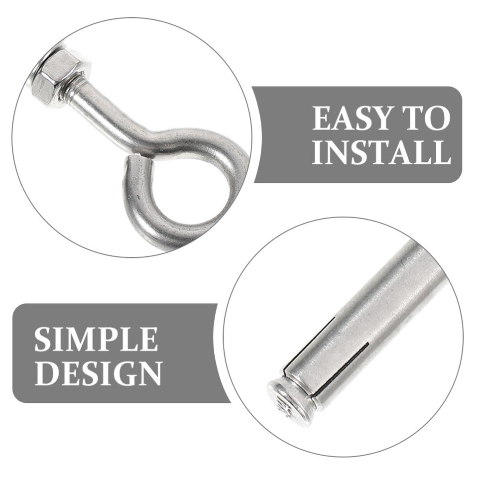 2pcs Wall Concrete Brick Anchors Stainless Steel Screw Eye Bolts