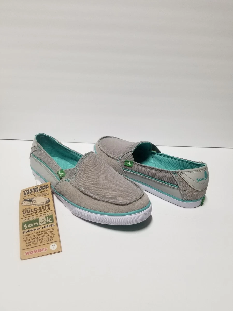 Sanuk Grey & Mint Standard Streaker Slip-On Shoe - Women Size 7