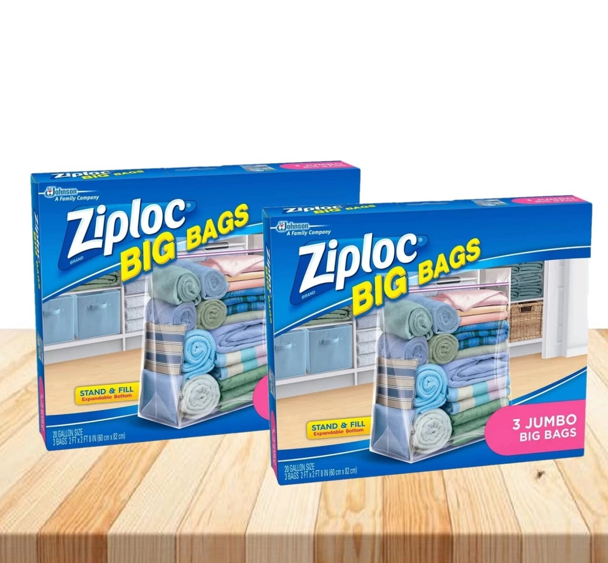 Ziploc Big Bags JUMBO Storage Bags XXL Built-in Handles (24x32x7