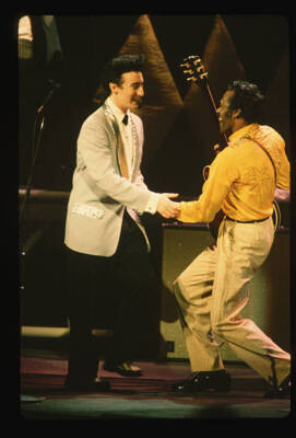 Chuck Berry at his 60th Birthday concert shakes hands with Julian - Old Photo