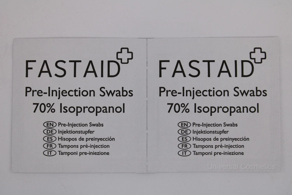 Fast Aid Pre-Injection Swabs 70% IPA Alcohol Wipes Piercing Tattoo Medical X 100 - Image 2 of 2