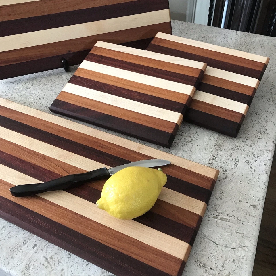 Wood Cutting Board Set Of 4 Solid Wood Handmade Charcuterie Block Made In USA - Image 2 of 4