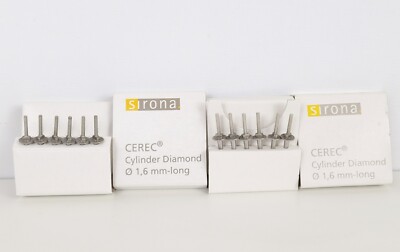 12x Sirona CEREC Cylinder Diamond Bur 1,6mm long 5466193 Schleifer Grinders