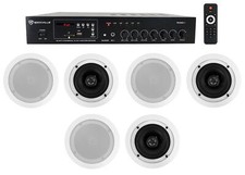 Home Audio Receiver 6 5.25" White Ceiling Speakers For Bedroom/Living Room
