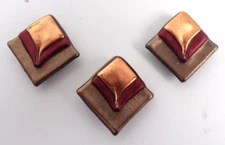 Art Resin like Button Covers Copper Gold Brass Tone Painted Set of 3 Square