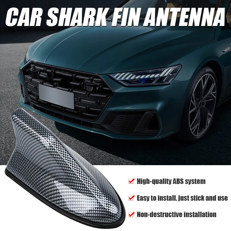 Shark Fin Roof Car Antenna Carbon Fiber Radio FM/AM Antena Cover Trim Waterproof - Image 3 of 4