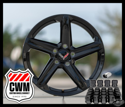 GLOSS BLACK  C8 Z06 STYLE CORVETTE WHEELS  FITS: 2014-2017  C7 STINGRAY  18/19''