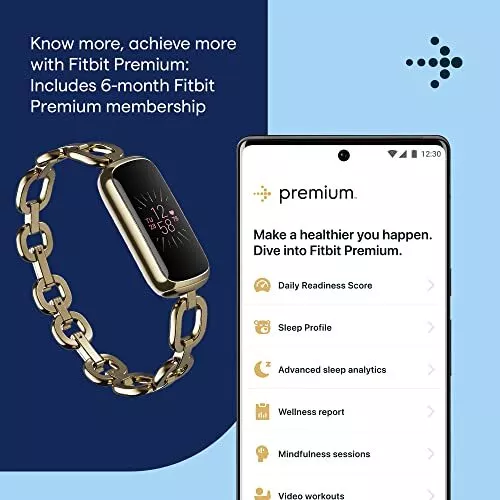 Fitbit Luxe SE Soft Gold Gorjana Wellness Tracker In SS Link Bracelet - Picture 2 of 8
