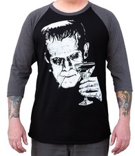 NWT Lowbrow Art Co MONSTER MARTINI BASEBALL Tee Shirt BLACK SM-2XL MADE IN USA