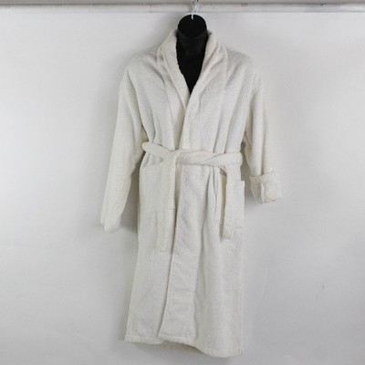Restoration Hardware Unisex L Luxus Plüsch Lang Robe Weiße Baumwolle mit Gürtel