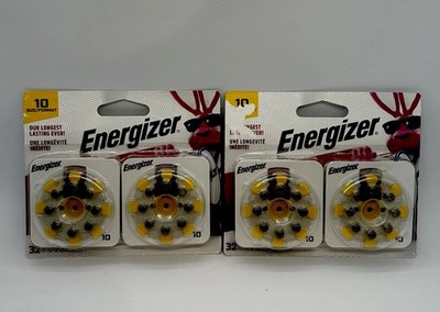 Energizer Zinc Air Hearing Aid Batteries Size 10  64 Total NEW 2 Pack Lot