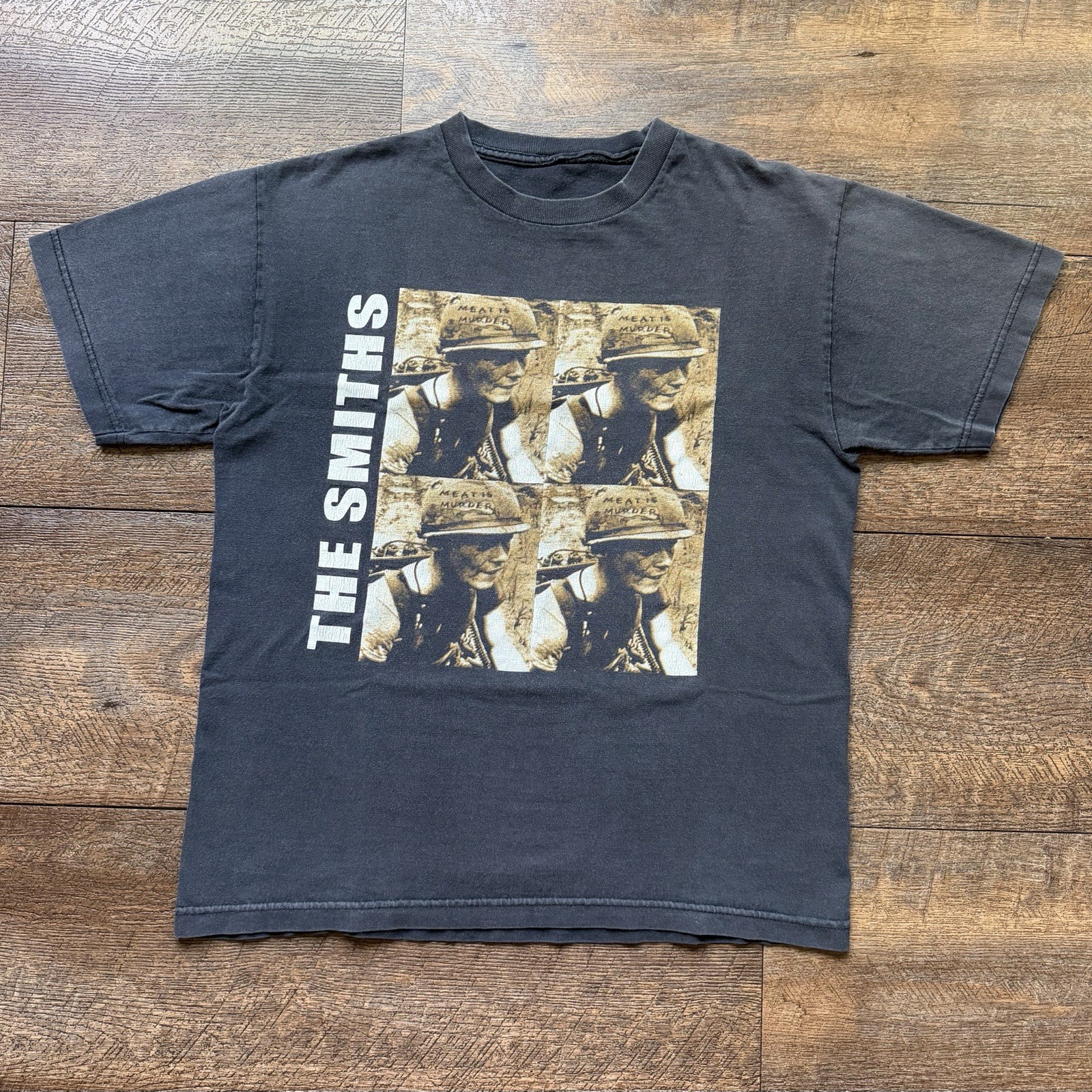 Vintage Mens M Black The Smiths Meat Is Murder Morrissey Good Faded T-Shirt image 2