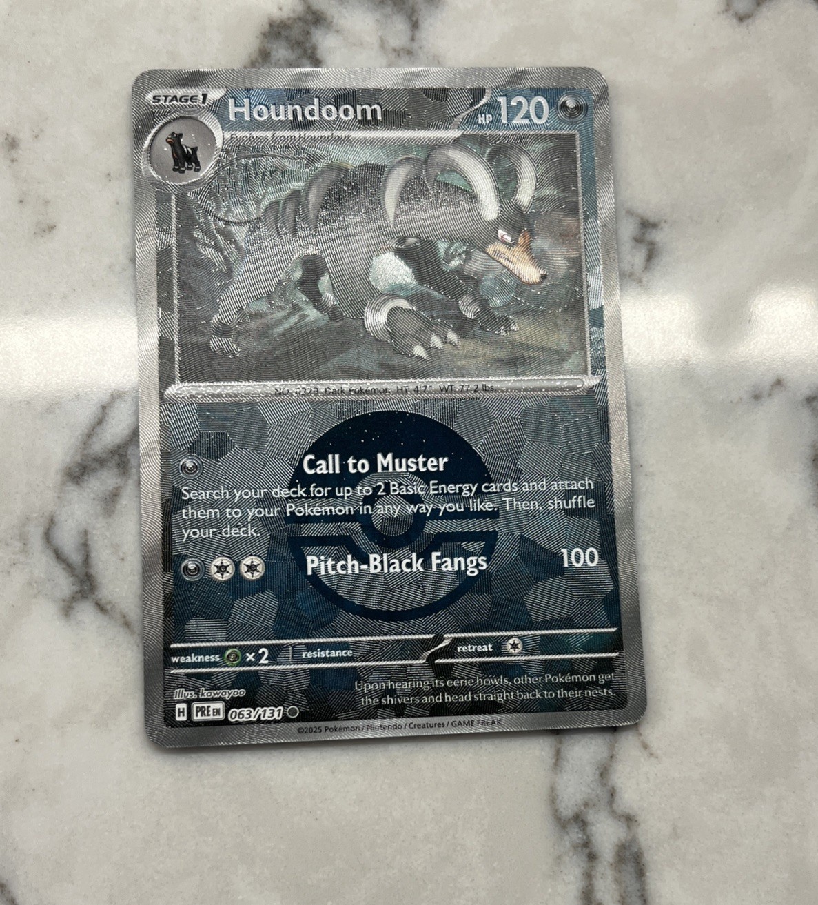 Pokemon Card Houndoom 063/131 Poke Ball Reverse Prismatic Evolutions Near Mint