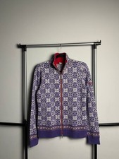 Bogner Fire  Ice Women  s Snowflake Zip Up Cardigan Sweater Purple Fair Isle S-M