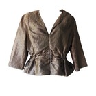 Vintage 80er Gold Lahm Metallic Bluse Schößchen Taille Schimmer Abend 18 Menuett