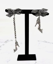 Rare Betsey Johnson Mismatched Rhinestone High Heels Bow Pink Bottoms/Soles