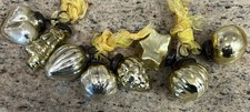 Gold Kugel Style Mercury Glass Small Christmas Ornaments Set Of 8