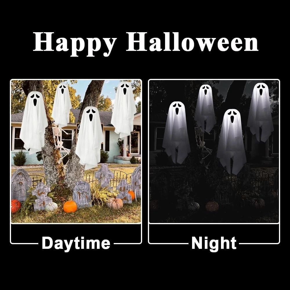 6Pcs Light Up Ghost Halloween LED Light Outdoor Decor Party Home Hanging Decor, thumbnail 7