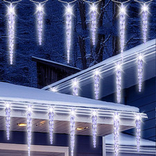 Christmas Icicle Lights Outdoor, 16.4FT Crystal String Light with 40 Ice Shaped