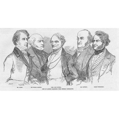 LONDON City Elections - Liberale Kandidaten - antiker Druck 1847
