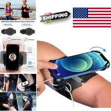 Ergonomic 360 Degree Rotating Phone Armband for Running Hiking and Fitness Black