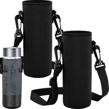 2 Pack Insulated Neoprene Water Bottle Holder Carrier with Adjustable Strap -...