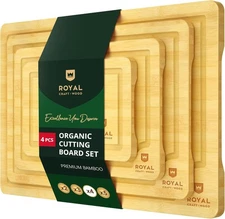 ROYAL CRAFT WOOD Wooden Cutting Boards for Kitchen Meal Prep & Cutting - Bamboo 