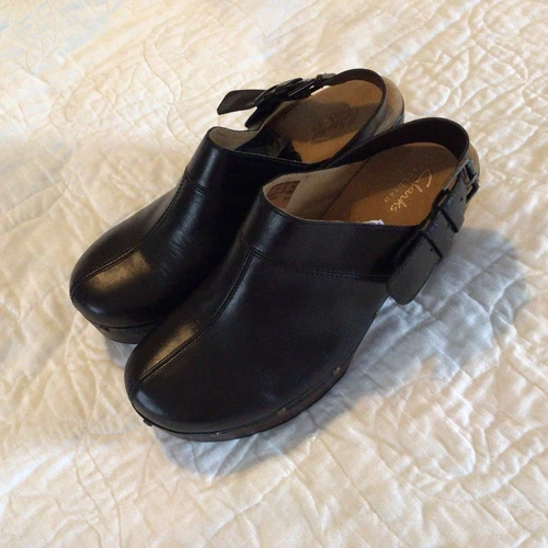 Clarks Artisan Ledella York WOMENS Black Leather Slip On Clogs Mules Shoes 7.5 M - Picture 8 of 9