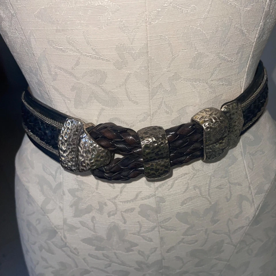 Streets Ahead Vintage Womens Belt One Size Black Adjustable Braided - Image 2 of 4