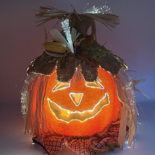 VINTAGE HALLOWEEN Fiber Optic Color Changing Scarecrow Pumpkin Jack O ...