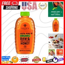 Nate's Organic 100 Pure, Raw  Unfiltered Honey - USDA Certified Organic - 3...