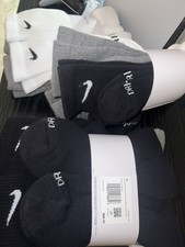 Nike Unisex Everyday Training Crew Socks 6Pair 1 XL 12-15 -White Gray Black