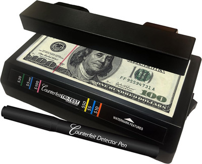 Tri Test - Counterfeit Bill Detector Machine W/Ac Adapter - 3 Tests in 1 - Paper
