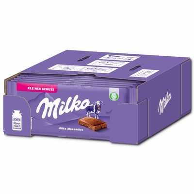 (18,19 /1kg) Milka Alpenmilch Schokolade Die Kleine 19 Tafeln je 45g