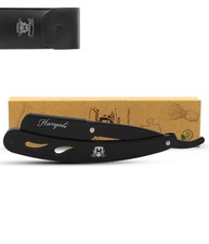 Black Cut Throat Razor Straight Edge Shavette Barber Blade Men’s Shaving Kit ✅