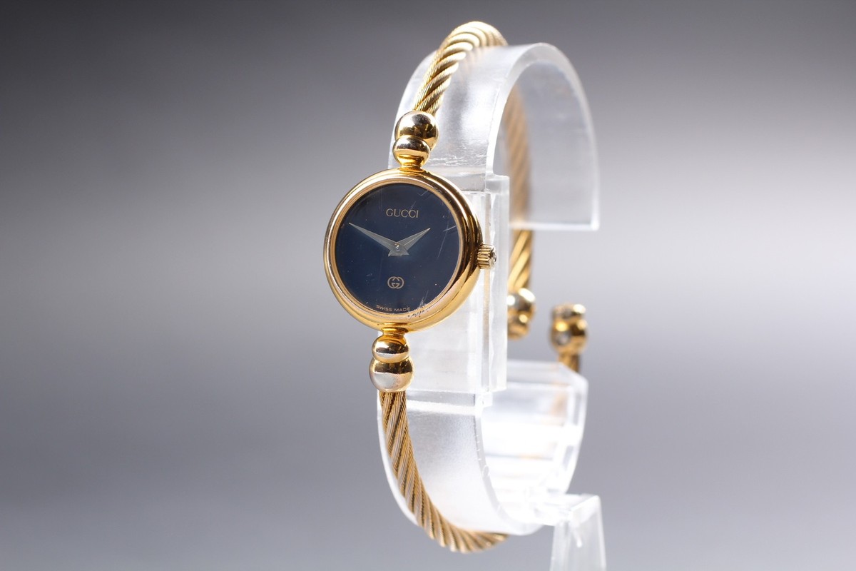 GUCCI　グッチ2700Lハングルウォッチ GUCCI 2700L Gold Quartz Blue Dial Women's Bangle Watch Japan
