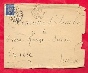1943 Inspected Wartime Cover Postmark Vienne to Red Cross, GENEVE, Suisse  K-152