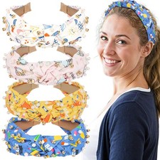 4pcs Teacher Jeweled Knotted Headband - Back To School Gift Book Pencil Beaded P